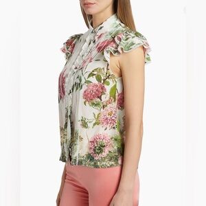 NWOTags Alice + Olivia Minda Silk Floral Silk & Lace Ruffle detail Blouse XS